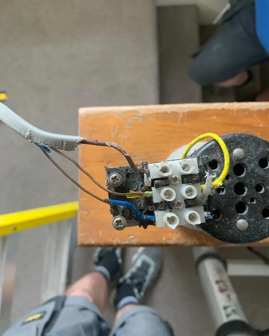 Old deteriorated junction box wiring found during a rewire