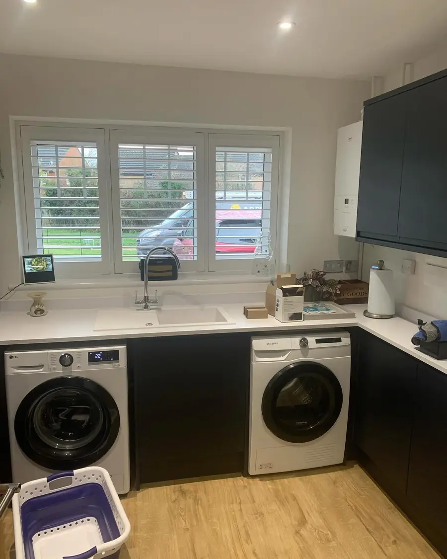 Utility room with new downlights, sockets and appliance supplies